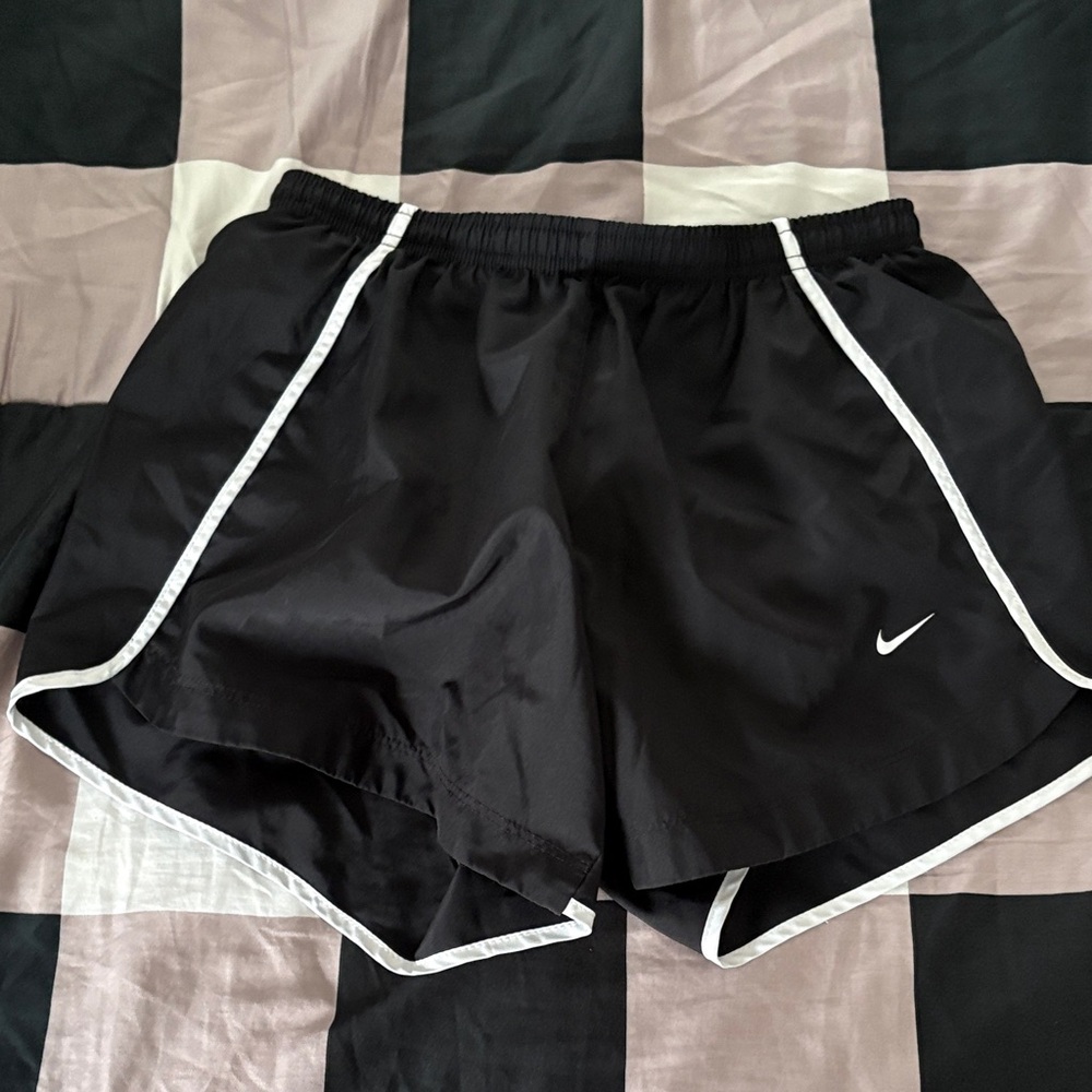 Nike Girl’s Black Athletic Shorts with White Trim and Built-in Liner